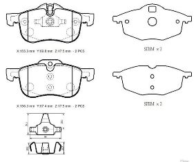 Rover 75- Sd- 00/04; Ön Fren Balatası 1,8/2,0/2,5 (kablosuz)(disk)(155,4x70,5x18,5)(bramax) - SFP100511