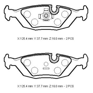 Bmw 3 Serı- E30- 84/91; Arka Fren Balatası 316/318/320/325 (kablosuz)(disk)(125,40x37,70x16)(bra - 34211153196