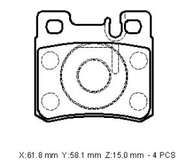 Mercedes 190- W201- 83/93; Arka Fren Balatası (kablosuz)(disk) (61,8x58,1x13,5)(bramax) - A0024200120