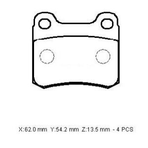Mercedes 190- W201- 83/93; Arka Fren Balatası (kablosuz)(disk) (62x54,2x13,5)(bramax) - A001420012041